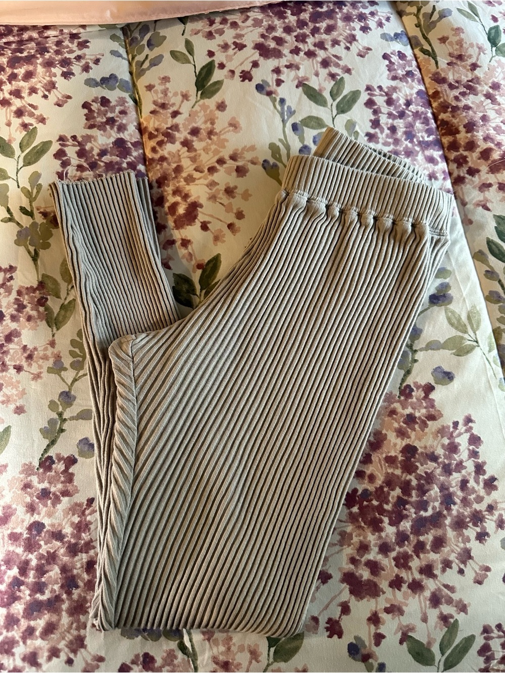 LACAUSA Ribbed Leggings in Light Taupe